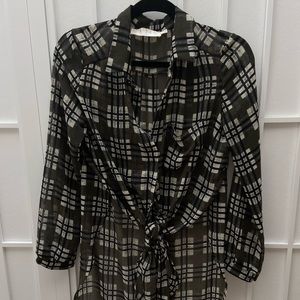 Sheer flannel print silk top